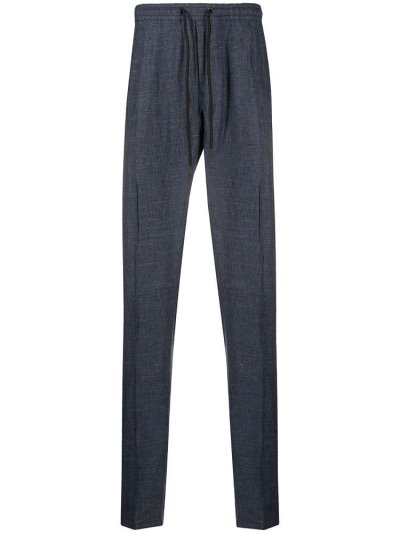 Blue Men's Armani Emporio Striped Drawstring Waist Pants | M4MATYB