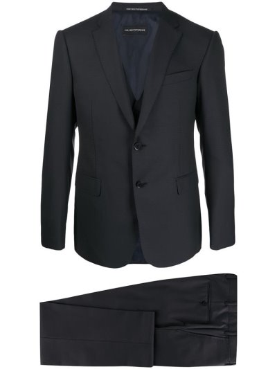 Blue Men's Armani Emporio Two Piece Textured Suits | 2.34E+239