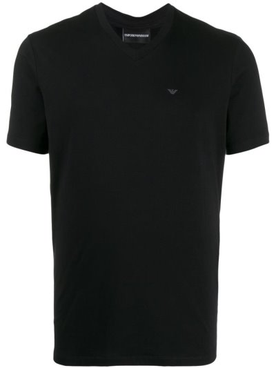 Blue Men's Armani Emporio V Neck T Shirts | VU4BAGI