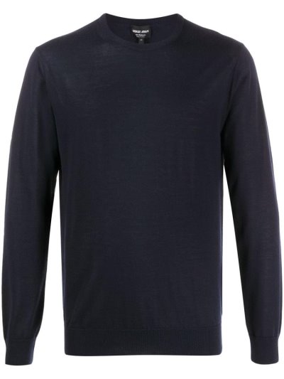 Blue Men's Giorgio Armani Cashmere Crew Neck Jumpers | 5F6A4E1