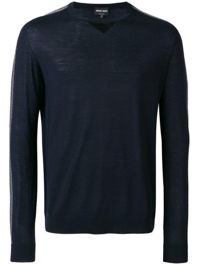 Blue Men's Giorgio Armani Chevron Stripe Jumpers | 3C5Y7O2