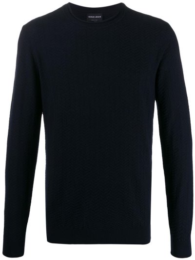 Blue Men's Giorgio Armani Chevron Textured Jumpers | ES9NWV3