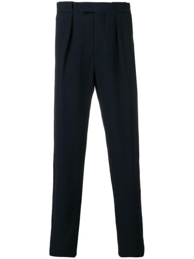 Blue Men's Giorgio Armani Corduroy Straight Leg Pants | NMCNF9U