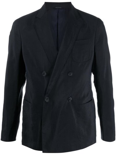 Blue Men's Giorgio Armani Double Breasted Blazers | 1XKCKAN