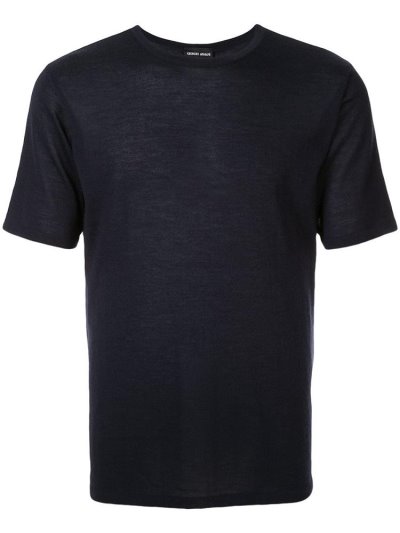 Blue Men's Giorgio Armani Fine Knit T Shirts | 8R54A98