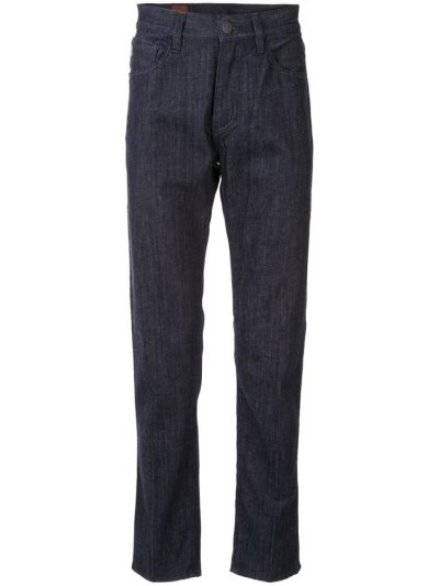 Blue Men's Giorgio Armani High Rise Straight Leg Jeans | IQNHG51