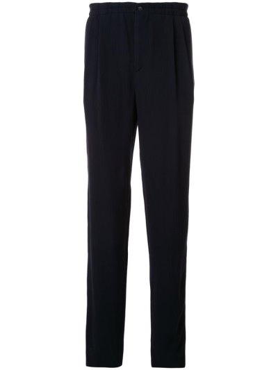 Blue Men's Giorgio Armani High Waisted Ribbed Pants | RA9RAJI