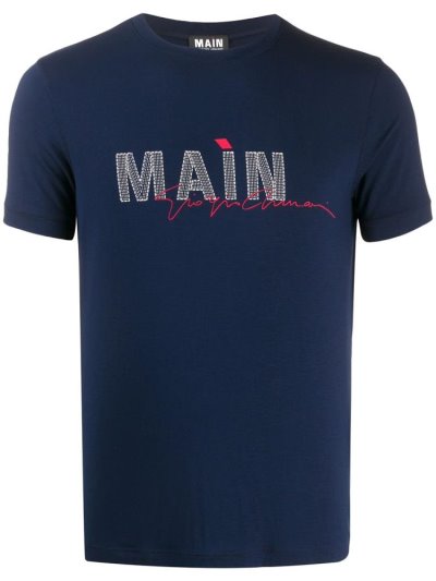 Blue Men's Giorgio Armani Main Short Sleeve T Shirts | 7VP12E7