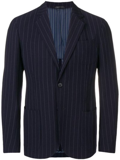 Blue Men's Giorgio Armani Pinstripe Blazers | Q25HL70