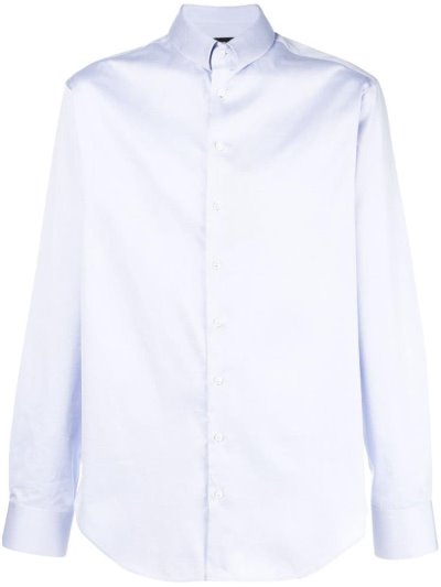 Blue Men's Giorgio Armani Plain Shirts | L7VEFYD