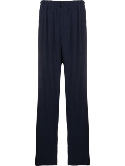 Blue Men's Giorgio Armani Pleated Straight Leg Pants | EZPXUMZ