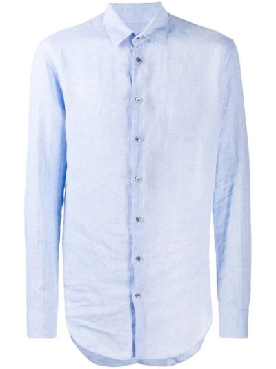 Blue Men's Giorgio Armani Pointed Collar Shirts | BUQJUFZ