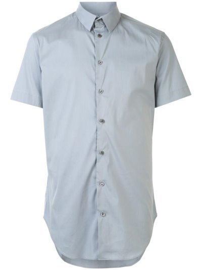 Blue Men's Giorgio Armani Short Sleeve Shirts | 9KU7SB0