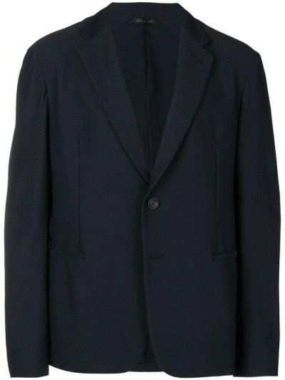 Blue Men's Giorgio Armani Single Breasted Mesh Blazers | QDOLRKR