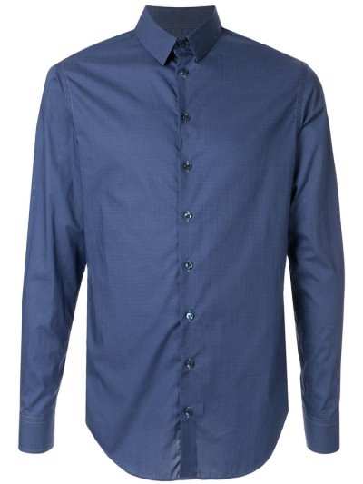 Blue Men's Giorgio Armani Slim Fit Classic Shirts | K7ADUY5