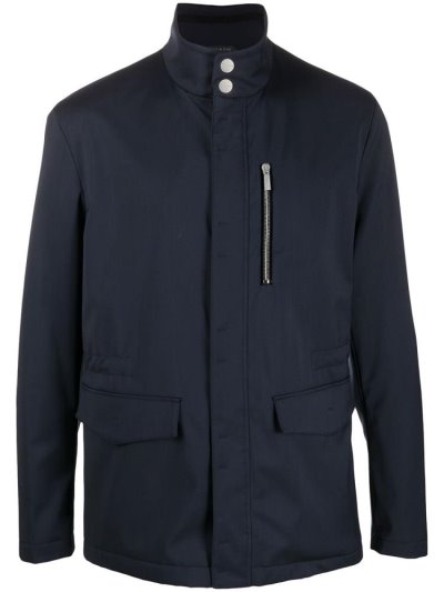 Blue Men's Giorgio Armani Stand Collar Field Jackets | MYWOGY2