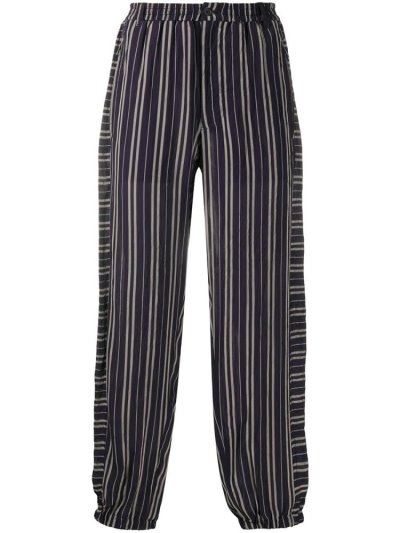 Blue Men's Giorgio Armani Striped Track Pants | ZECA7G4