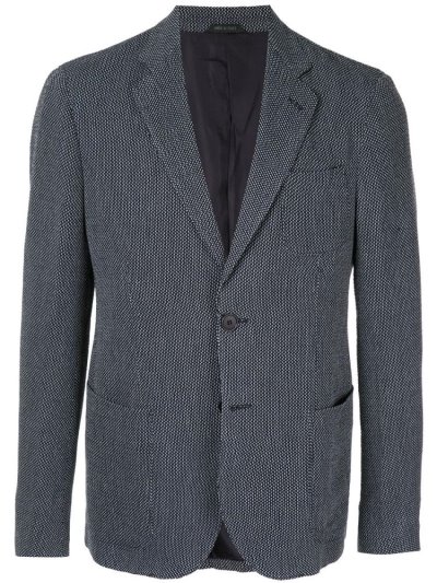 Blue Men's Giorgio Armani Tailored Patterned Blazers | OZ07I93