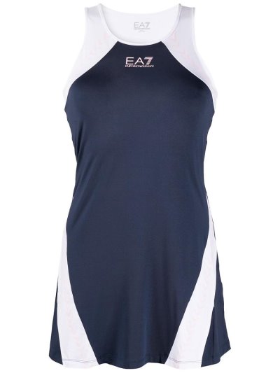 Blue Women's Ea7 Emporio Armani Cut Out Tennis Dress | Q4MBBMD