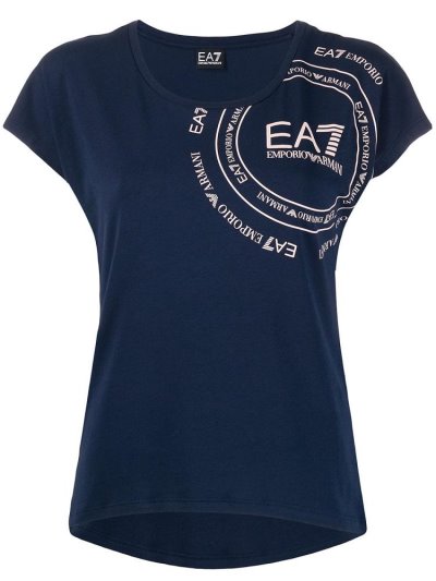 Blue Women's Ea7 Emporio Armani Logo Print T Shirts | 6AMRQ6D