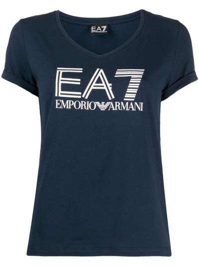 Blue Women's Ea7 Emporio Armani Logo T Shirts | I6AIPNX