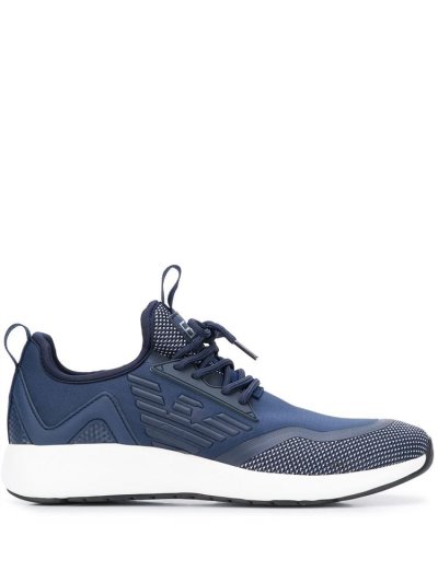 Blue Women's Ea7 Emporio Armani Logo Print Sneakers | JEILGMI