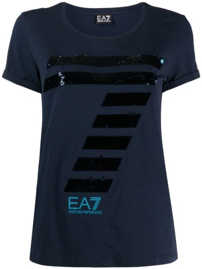 Blue Women's Ea7 Emporio Armani Logo T Shirts | NZS1SNS