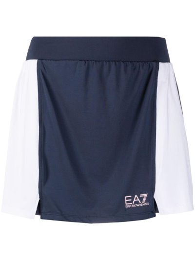 Blue Women's Ea7 Emporio Armani Panelled Logo Print Skirts | B90OUYJ