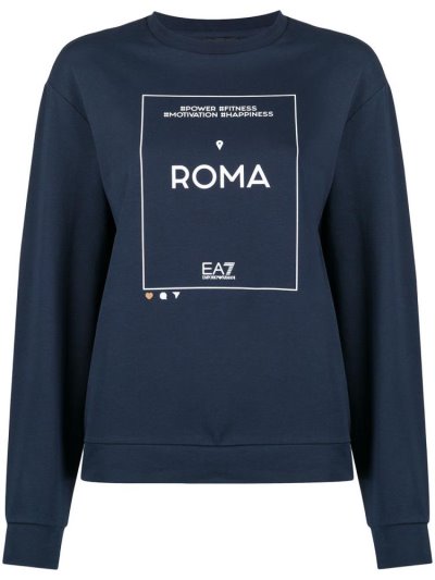 Blue Women's Ea7 Emporio Armani Roma Crew Neck Sweatshirts | 5JJRW4F