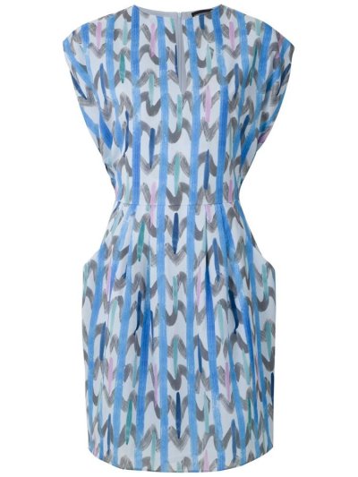 Blue Women's Armani Emporio Abstract Print Short Sleeve Dress | D20RNVZ