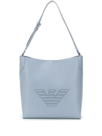 Blue Women's Armani Emporio Fretwork Logo Shoulder Bags | KIGQHVP