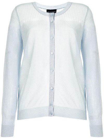 Blue Women's Armani Emporio Glitter Knit Cardigan | MZD2DU8