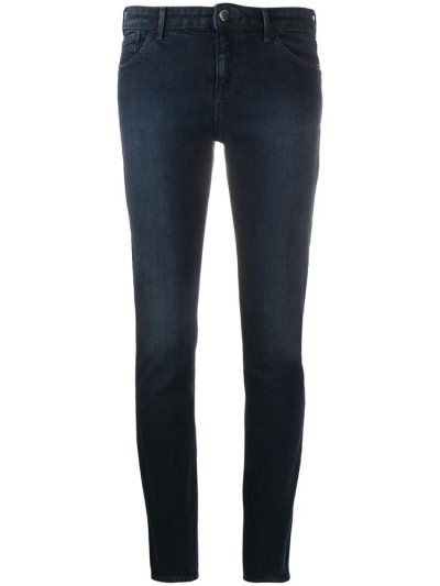 Blue Women's Armani Emporio Low Rise Skinny Jeans | 5E9K84T