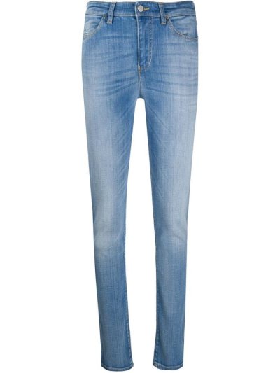 Blue Women's Armani Emporio Mid Rise Skinny Jeans | KUNUQPL