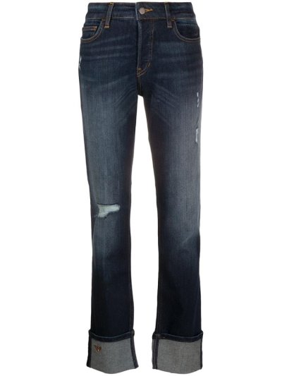 Blue Women's Armani Emporio Mid Rise Straight Leg Jeans | WT7D6KN