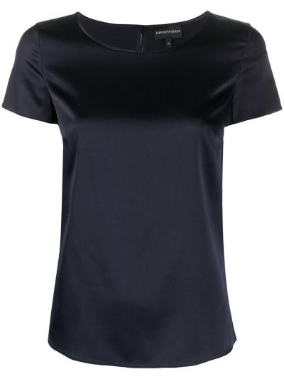 Blue Women's Armani Emporio Short Sleeve Blouse | 6U8I6MO