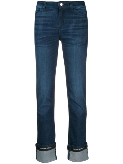 Blue Women's Armani Emporio Straight Leg Jeans | B169BBF