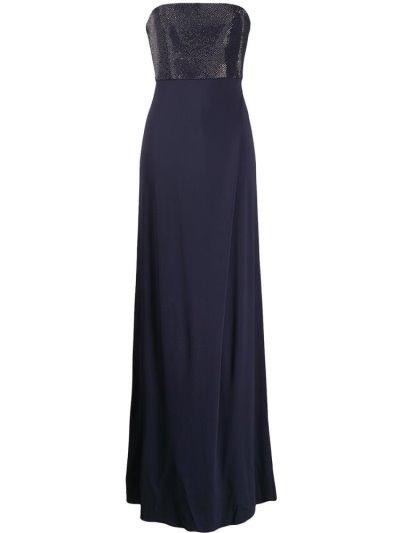 Blue Women's Armani Emporio Strapless Maxi Dress | 10V0JKD