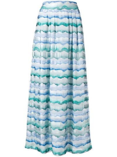 Blue Women's Armani Emporio Waves Print Straight Skirts | F5BNONY