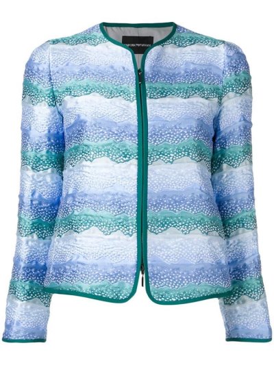 Blue Women's Armani Emporio Zipped Up Jackets | H9L5QK3