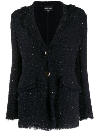 Blue Women's Giorgio Armani Bouclé Jackets | TPE3IC1