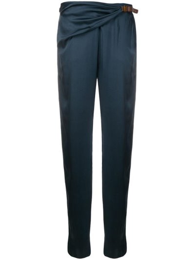 Blue Women's Giorgio Armani Draped Waist Pants | NNKT2NE