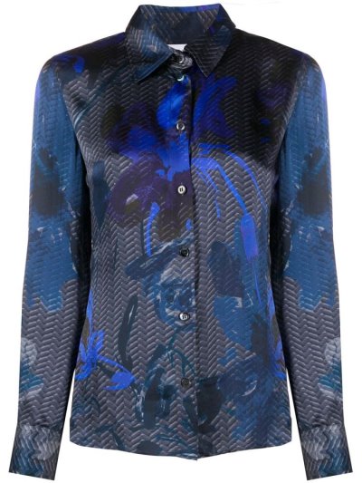 Blue Women's Giorgio Armani Pre-owned 2000s Printed Blouse | O3RLK55