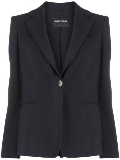 Blue Women's Giorgio Armani Single Breasted Boyfriend Blazers | Z5JIC5I