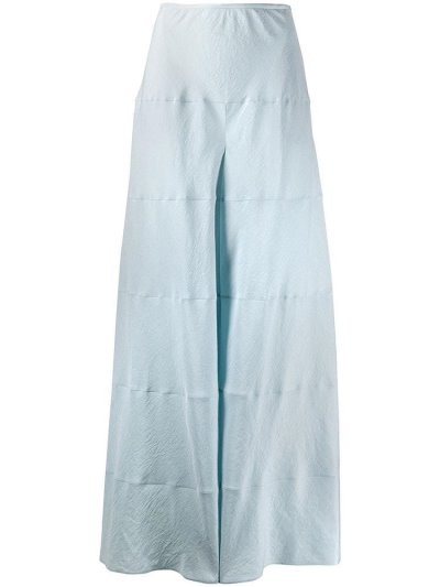 Blue Women's Giorgio Armani Tiered Palazzo Pants | 6OQLYCE