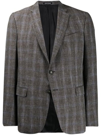 Brown Men's Armani Emporio Checked Blazers | EXBKE7K