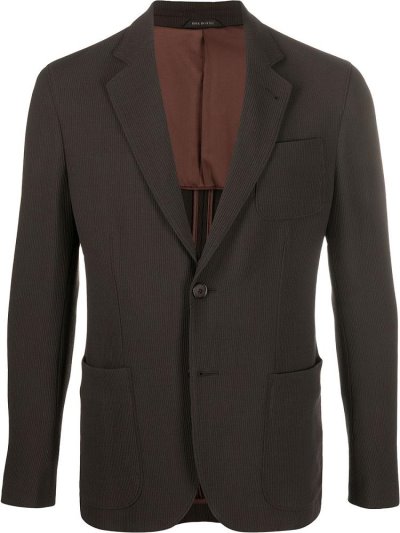 Brown Men's Giorgio Armani Lightweight Buttoned Blazers | S6SDN7Q