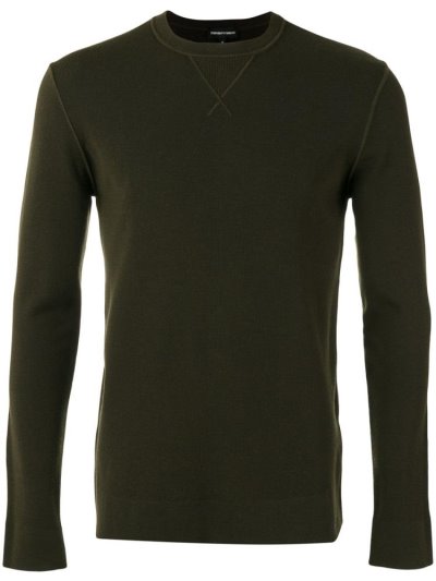 Green Men's Armani Emporio Crew Neck Jumpers | FX8CNG3