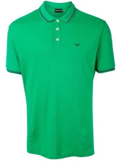 Green Men's Armani Emporio Embroidered Logo Polo Shirts | JTWCPRG