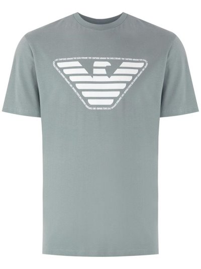 Green Men's Armani Emporio Logo Print T Shirts | 9T05P5O